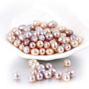 50Pcs Freshwater Cultured Pearl, Natural Oval Oyster Pearls Beads, Necklace Bracelet Earring Jewelry Making Supplies, Fun Gift for Women, Pearl Party, No Hole (Around 8mm)