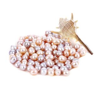50Pcs Freshwater Cultured Pearl, Natural Oval Oyster Pearls Beads, Necklace Bracelet Earring Jewelry Making Supplies, Fun Gift for Women, Pearl Party, No Hole (Around 8mm)