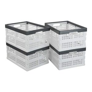 teyyvn 4-pack collapsible milk crates, 15l plastic stackable storage bins utility folding baskets