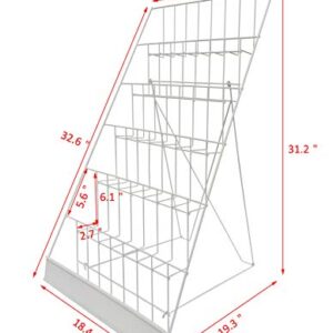 FixtureDisplays® 6-Tier White 18" Wide Wire Tabletop Display Rack Greeting Card Rack Book CD DVD Stand Tile Sample Literature Countertop Showcase 119352-WHT-NPF