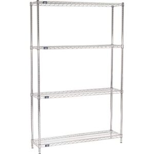 nexel 12" x 48" x 86", 4 tier adjustable wire shelving unit, nsf listed commercial storage rack, chrome finish, leveling feet