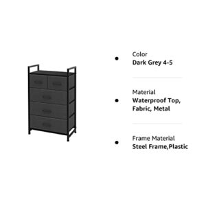 AZL1 Life Concept Storage Dresser Furniture Unit - Large Standing Organizer Chest for Bedroom, Office, Living Room, and Closet - 5 Drawers Removable Fabric Bins - Dark Grey