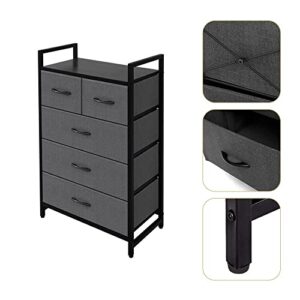 AZL1 Life Concept Storage Dresser Furniture Unit - Large Standing Organizer Chest for Bedroom, Office, Living Room, and Closet - 5 Drawers Removable Fabric Bins - Dark Grey