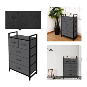 AZL1 Life Concept Storage Dresser Furniture Unit - Large Standing Organizer Chest for Bedroom, Office, Living Room, and Closet - 5 Drawers Removable Fabric Bins - Dark Grey