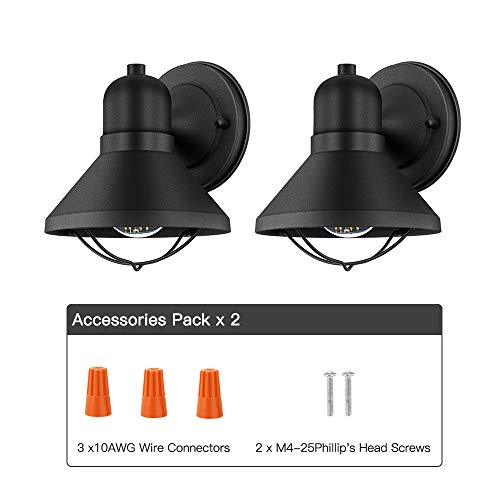 ARPENTER Outdoor Wall Light Fixtures, 2-Pack Wall Sconce in Powder Coated Finish for Front Porch, House, Garage, Rentals, Playhouse