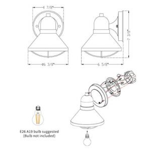 ARPENTER Outdoor Wall Light Fixtures, 2-Pack Wall Sconce in Powder Coated Finish for Front Porch, House, Garage, Rentals, Playhouse