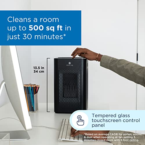 Medify Air MA-25 Air Purifier with H13 True HEPA Filter | 500 sq ft Coverage | for Allergens, Wildfire Smoke, Dust, Odors, Pollen, Pet Dander | Quiet 99.7% Removal to 0.1 Microns | Black, 2-Pack