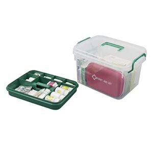 Rinboat Family Plastic Storage Bin with Lid, Medicine Box Lockable Compartment Container, 1 Pack