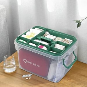 Rinboat Family Plastic Storage Bin with Lid, Medicine Box Lockable Compartment Container, 1 Pack