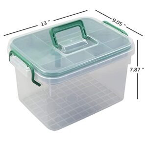 Rinboat Family Plastic Storage Bin with Lid, Medicine Box Lockable Compartment Container, 1 Pack