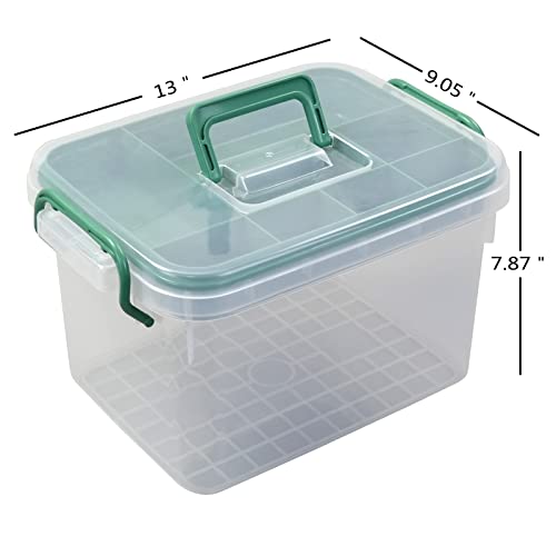 Rinboat Family Plastic Storage Bin with Lid, Medicine Box Lockable Compartment Container, 1 Pack