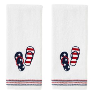 skl home patriotic 4th of july americana flip flops hand towel set, (2-pack), white 2 pack