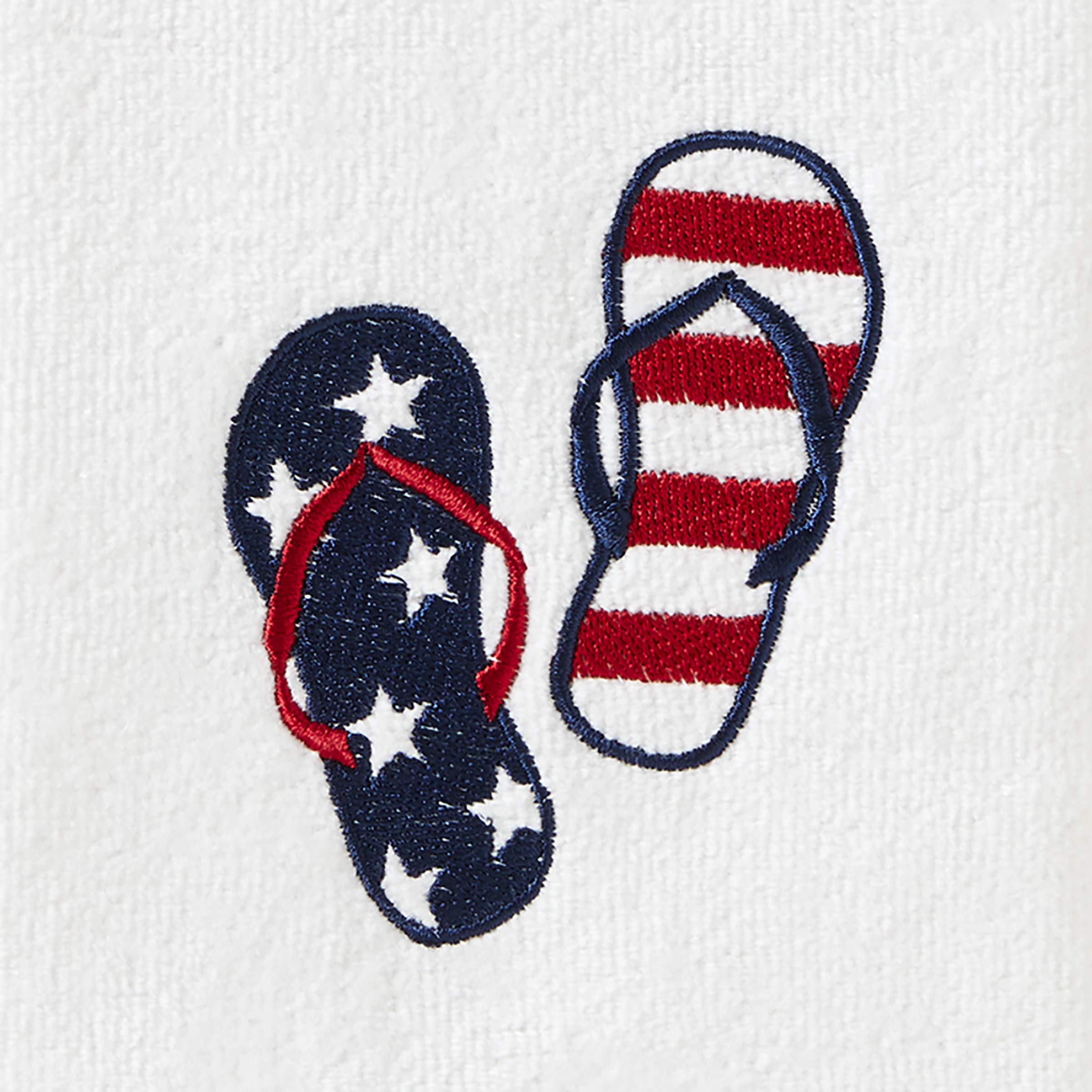 SKL Home Patriotic 4th of July Americana Flip Flops Hand Towel Set, (2-Pack), White 2 Pack