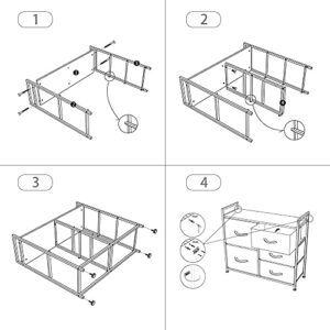 AZL1 Life Concept Wide Dresser Storage Tower with Sturdy Steel Frame, Wood Top, 5 Drawers of Easy-Pull Fabric Bins, Organizer Unit, Dark Grey 3-5