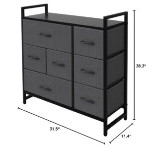 AZL1 Life Concept Storage Dresser Furniture Unit - Large Standing Organizer Chest for Bedroom, Office, Living Room, and Closet - 7 Drawers Removable Fabric Bins - Dark Grey