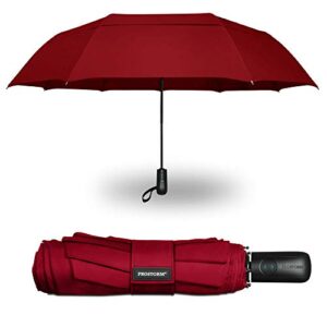 prostorm windproof deep dome double vented travel umbrella with automatic open & close pro storm (red)