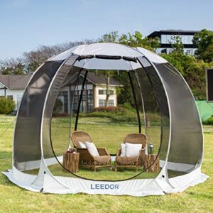 Leedor Gazebos for Patios Screen House Room 4-6 Person Canopy Pergolas Mosquito Net Camping Tent Dining Pop Up Sun Shade Shelter Mesh Walls Not Waterproof Gray,10'x10'