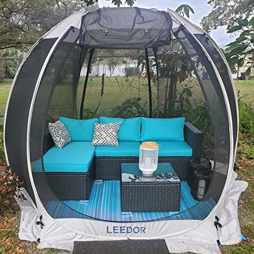 Leedor Gazebos for Patios Screen House Room 4-6 Person Canopy Pergolas Mosquito Net Camping Tent Dining Pop Up Sun Shade Shelter Mesh Walls Not Waterproof Gray,10'x10'