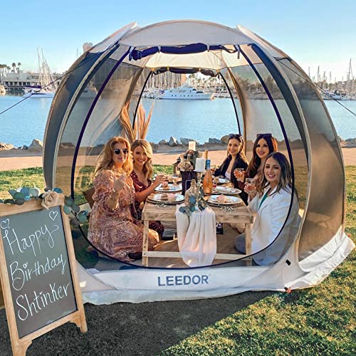 Leedor Gazebos for Patios Screen House Room 4-6 Person Canopy Pergolas Mosquito Net Camping Tent Dining Pop Up Sun Shade Shelter Mesh Walls Not Waterproof Gray,10'x10'