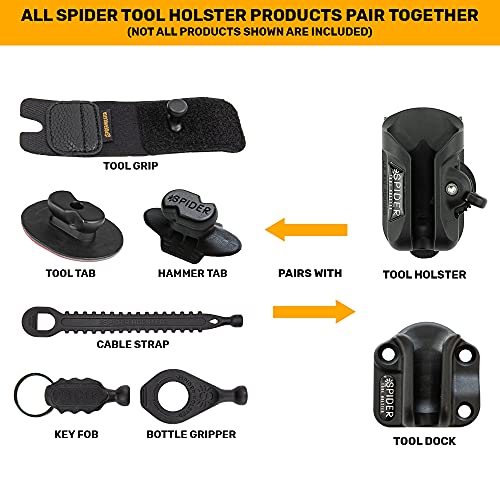 Spider Tool Holster - Tool Docks - Pack of Four - Easy to Install, Spider Compatible Tool Docking Stations for use on Garage Boards, Work Benches, Tool Boxes, Ladders and More