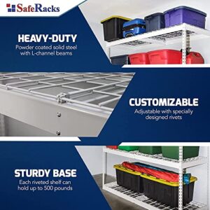 SafeRacks Garage Shelving Unit - Storage Shelf That Holds 500 Pounds Per Shelf Rack - All Steel Shelves for Storage - Easy to Assemble Shelving Storage, Garage Shelf, Hammertone (24" x 72" x 84")