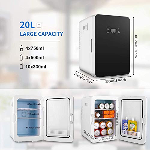 20L Mini Fridge, Mini Freezer, Large Capacity Compact Cooler and Warmer with Digital Thermostat Display and Control Temperature, Single Door Mini Fridge Freezer for Cars, Road Trips, Homes, Offices.