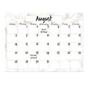 Dry Erase Monthly Calendar Planner Sticker Decal | Removable & Reusable | Magnetic Fine-Tip Marker Included (9 x 12 inches, Marble)