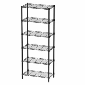 singaye 6-shelf storage shelf wire shelving unit metal shelves unit storage adjustable, standing shelf units with pp liner 21.25" w x 11.41d x 69 "h (black)