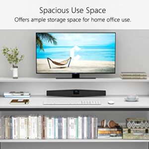 Cubiker Computer Home Office Desk, 47" Small Desk Table with Storage Shelf and Bookshelf, Study Writing Table Modern Simple Style Space Saving Design, White