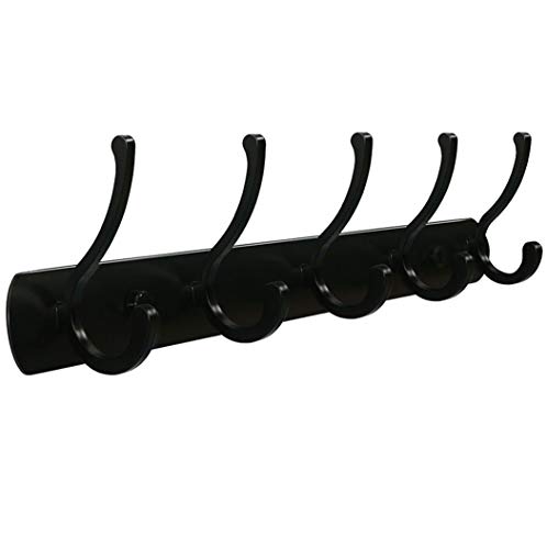 Haocute Wall Mounted Coat Rack Heavy Duty Coat Hooks with 5 Metal Hooks, 15 Inch Coat Hook Rail for Entryway, Kitchen, Bathroom, Living Room, Bedroom