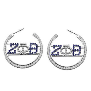 cenwa zpb rhinestone drop earring 1920 greek sorority jewelry gift for finer women(round- earrings)