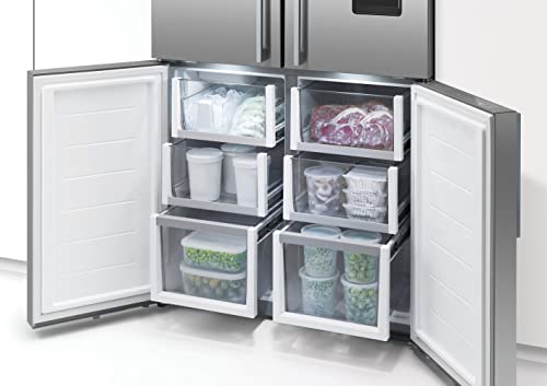 Fisher & Paykel Series 7 RF203QDUVX1 36 Inch Freestanding Counter Depth Quad Door Refrigerator Freezer with 18.9 Cu. Ft. Capacity, Ice Maker, Water Dispenser, Variable Temperature Zone, Touch Control