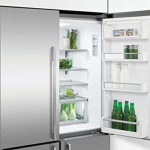 Fisher & Paykel Series 7 RF203QDUVX1 36 Inch Freestanding Counter Depth Quad Door Refrigerator Freezer with 18.9 Cu. Ft. Capacity, Ice Maker, Water Dispenser, Variable Temperature Zone, Touch Control