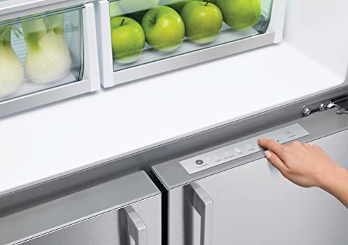 Fisher & Paykel Series 7 RF203QDUVX1 36 Inch Freestanding Counter Depth Quad Door Refrigerator Freezer with 18.9 Cu. Ft. Capacity, Ice Maker, Water Dispenser, Variable Temperature Zone, Touch Control
