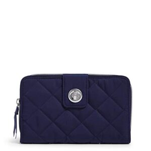 vera bradley women's performance twill turnlock wallet with rfid protection, classic navy, one size