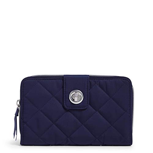 Vera Bradley Women's Performance Twill Turnlock Wallet With RFID Protection, Classic Navy, One Size