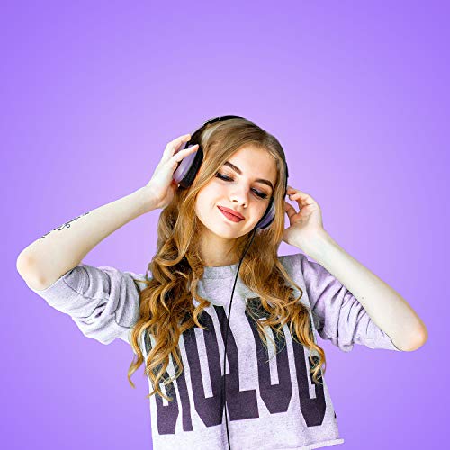 LORELEI X6 Over-Ear Headphones with Microphone, Lightweight Foldable & Portable Stereo Bass Headphones with 1.45M No-Tangle,Wired Headphones for Smartphone Tablet MP3 / 4 (Purple-Black)