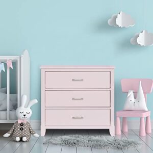 Dream on Me Universal 3 Drawers Chest | Kids Bedroom Dresser | Three Drawers Dresser Mid Century Modern, Blush Pink