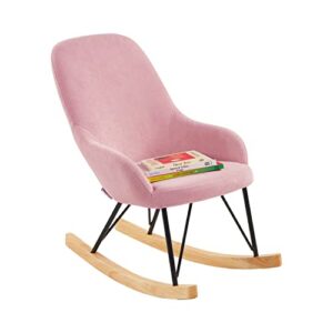 ECR4Kids Children’s Modern Rocking Chair, Upholstered Accent Chair for Nursery, Playroom, Bedroom and Living Room, Small Contemporary Rocker, Kids Cushioned Arm Chair, Blush