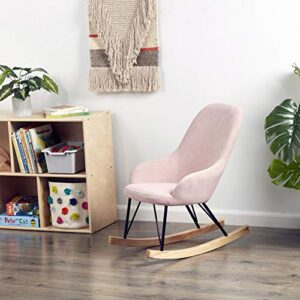 ECR4Kids Children’s Modern Rocking Chair, Upholstered Accent Chair for Nursery, Playroom, Bedroom and Living Room, Small Contemporary Rocker, Kids Cushioned Arm Chair, Blush