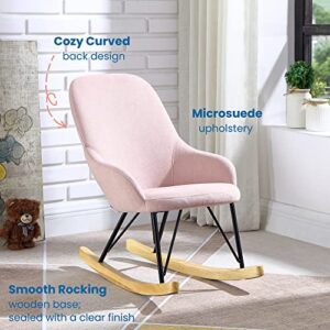 ECR4Kids Children’s Modern Rocking Chair, Upholstered Accent Chair for Nursery, Playroom, Bedroom and Living Room, Small Contemporary Rocker, Kids Cushioned Arm Chair, Blush