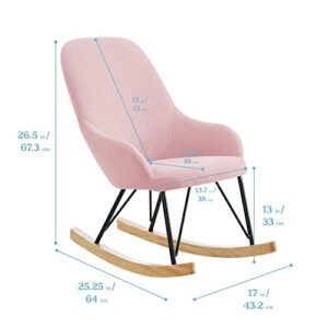 ECR4Kids Children’s Modern Rocking Chair, Upholstered Accent Chair for Nursery, Playroom, Bedroom and Living Room, Small Contemporary Rocker, Kids Cushioned Arm Chair, Blush