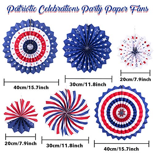 Adurself 4th of July Party Decorations Patriotic Party Supplies Red White Blue Paper Fans Pom Poms Balloons USA Pennant Flags Banners for USA Theme Party Independence Day Celebration Party Decoration