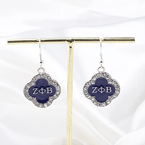 BAUNA Sorority Jewelry Rhinestone Earring Beaded Bracelet Zeta Greek Gift Women Necklace (Rhinestone Earring)