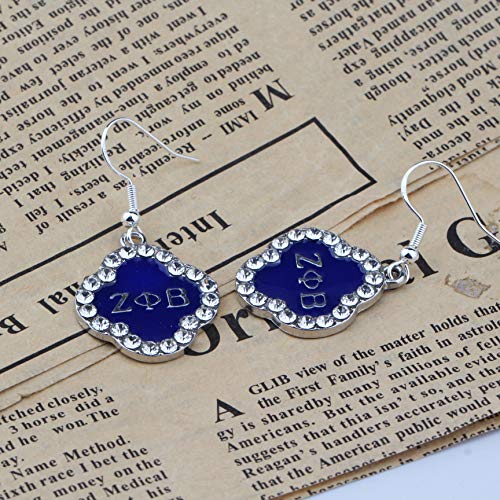 BAUNA Sorority Jewelry Rhinestone Earring Beaded Bracelet Zeta Greek Gift Women Necklace (Rhinestone Earring)