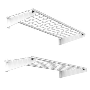 wallmaster 2-pack 2x4ft heavy duty garage wall shelving 45-inch-by-15-inch wall mount garage storage rack floating shelves max load 400lb white