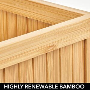 mDesign Bamboo Panel Kitchen Cabinet and Shelf Pantry Organizer Bin - Eco-Friendly, Multipurpose - Use on Countertops, Shelves or in Pantry - 3 Pack - Natural Bamboo