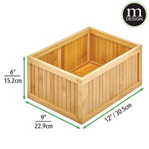 mDesign Bamboo Panel Kitchen Cabinet and Shelf Pantry Organizer Bin - Eco-Friendly, Multipurpose - Use on Countertops, Shelves or in Pantry - 3 Pack - Natural Bamboo