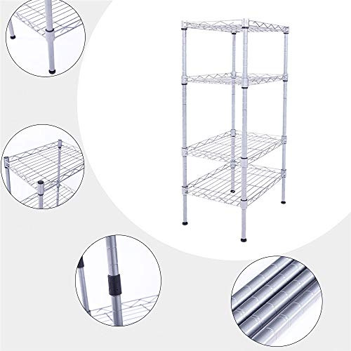 samanoya 4-Shelf Storage Rack,Adjustable Heavy Duty Storage Shelving Unit,Steel Organizer Wire Rack Use for Kitchen Pantry Laundry Garage Closet Utility (13.77" L x 9.84" W x 31.5" H)
