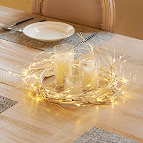 Fudios Lighted Birch Garland with Timer 48 LED Fairy Lights 6ft Battery Operated for Mantle Decor, Lit Twig Garland Christmas Indoor Outdoor Wedding Home Wall Decoration